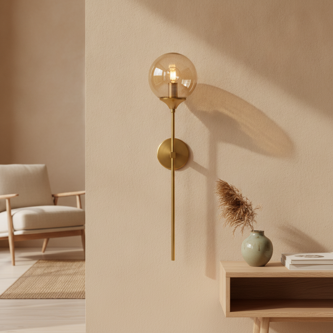Keldvik — Globeveil Wall Lamp, Clear Glass with Iron Frame — Luxury Interior, square 1