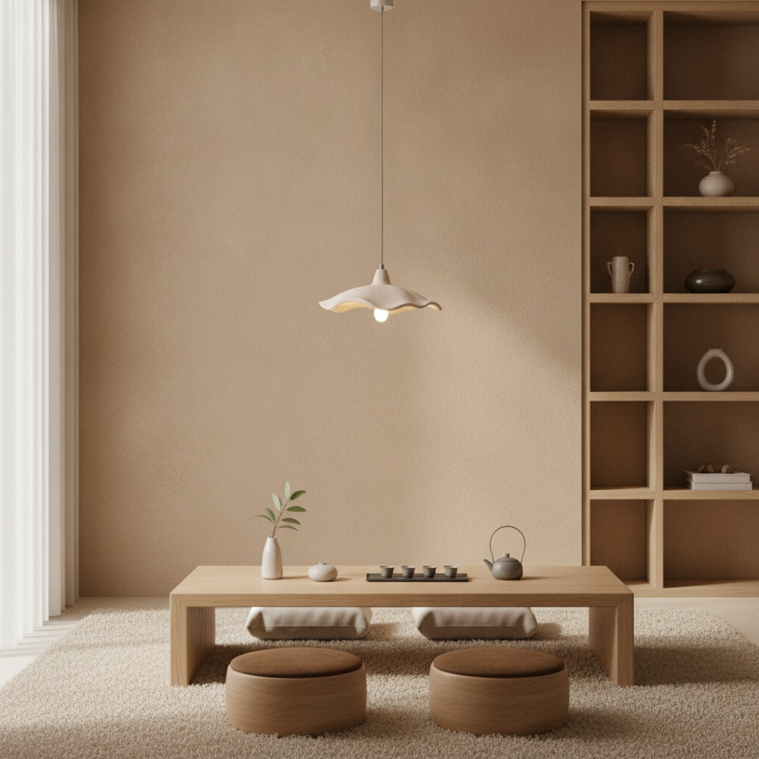 Keldvik — Floraluxe Pendant Light, Handcrafted Cement Design — Nordic Japandi Living Room, square 1