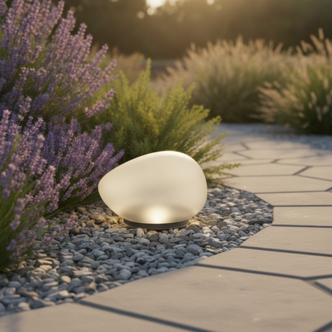 Keldvik — PebbleGlow Outdoor Light, Sandblasted Glass and ABS — Modern Garden with Solar Lights, square 5