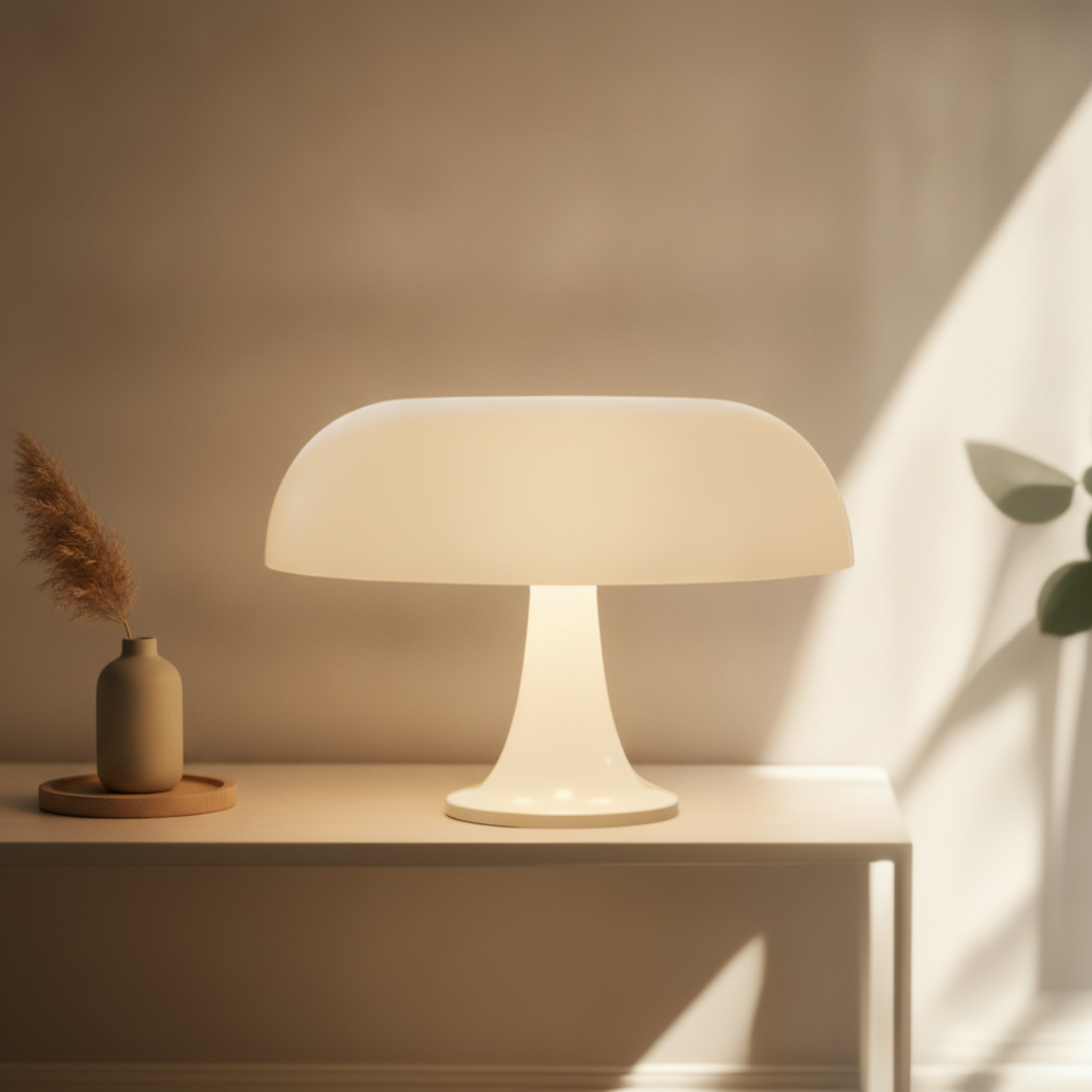 Keldvik — Sigrid Table Lamp, Sculptural ABS and PS — Natural Wood Sideboard, square 1