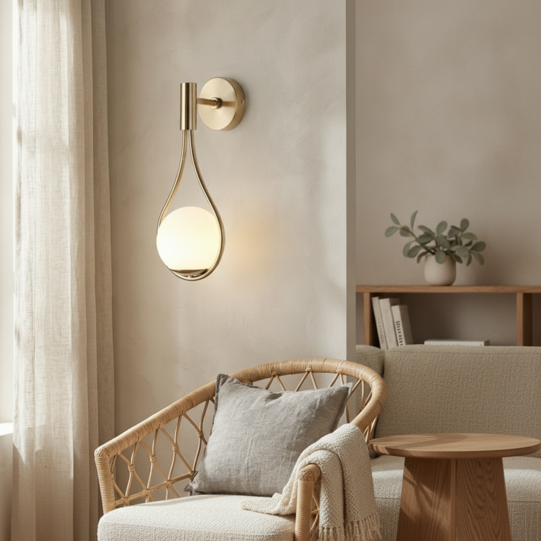 Keldvik — Lunaris Ceiling Lamp, Elegant Glass Globe on Metal Arm — Modern Home Interior, square 1
