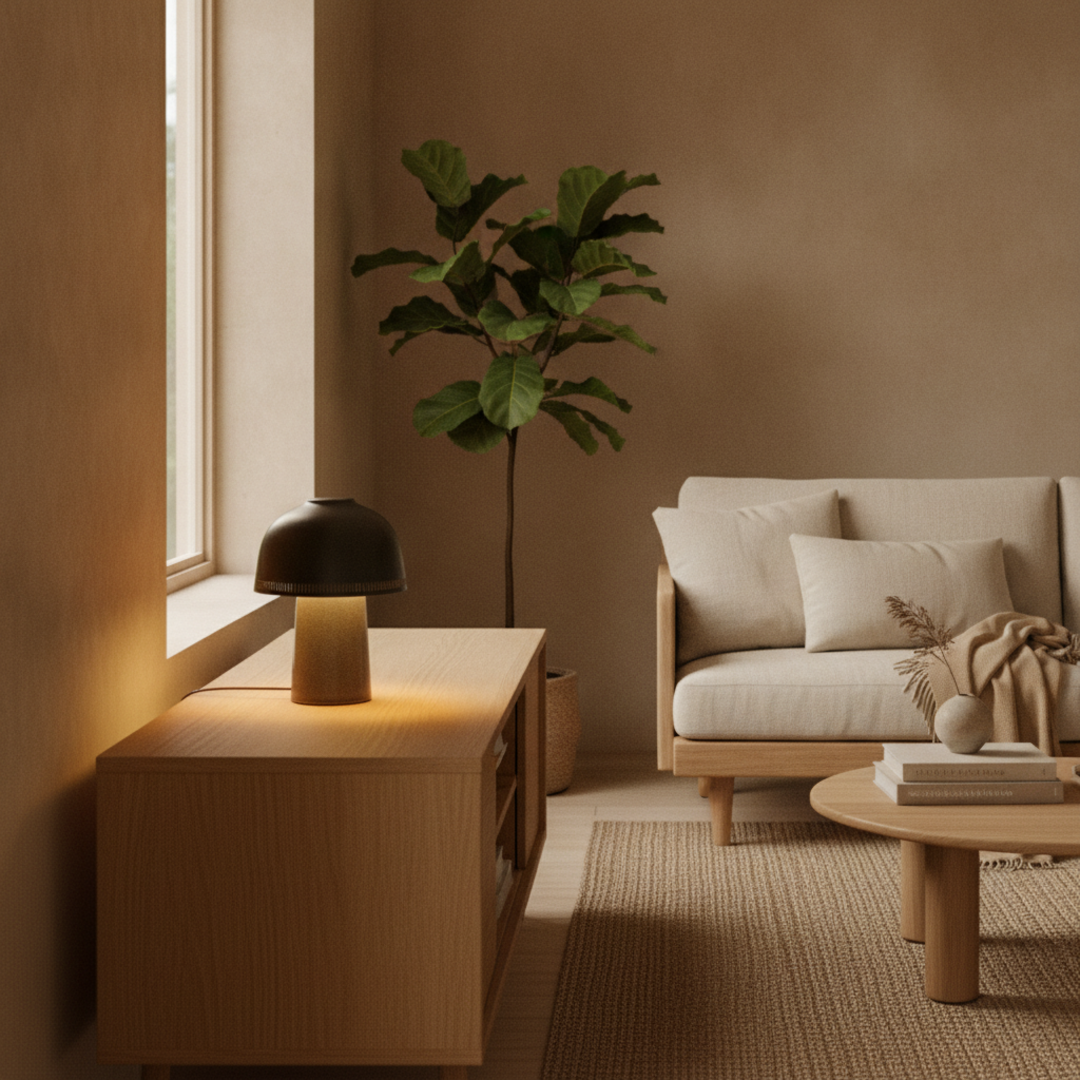 Keldvik — Kintsu Table Lamp, Hand-Sculpted Crackle Glaze Ceramic — Nordic Japandi Living Room, square 1