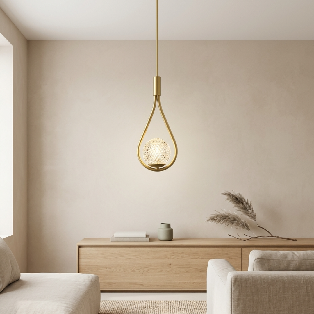 Keldvik — Dropstone Pendant Light, Black Metal and Glass — Nordic Japandi Living Room, square 3