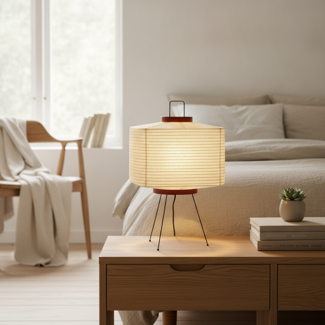 Keldvik — Moonlit Table Lamp, Hand-Folded Washi Shade — Scandinavian Minimal Interior, square 1