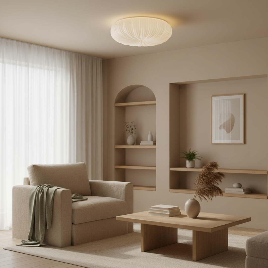 Keldvik — Hvid Ceiling Lamp, Soft PE Acrylic Shade — Nordic Japandi Living Room, square 5