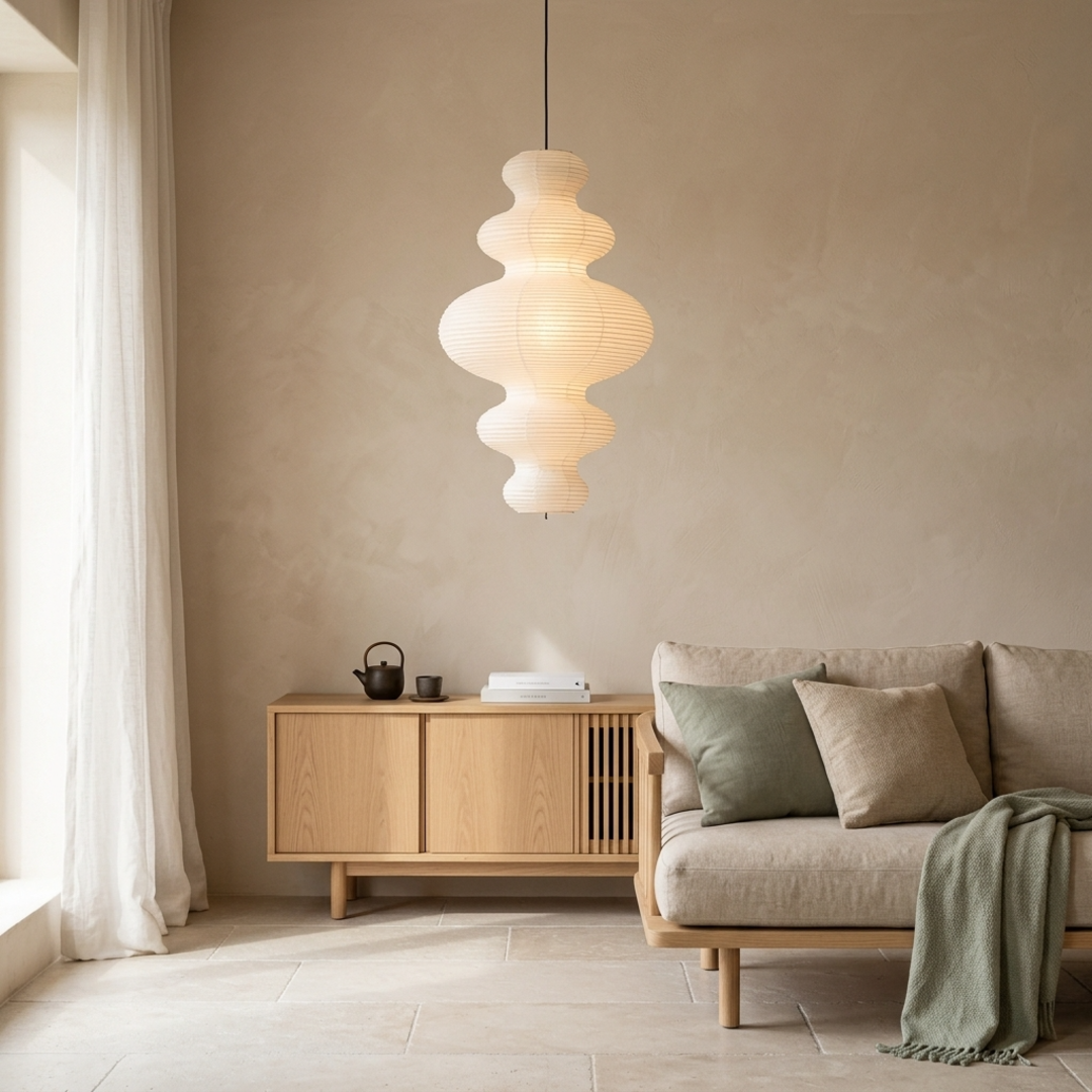 Keldvik — Yuki Pendant Light, Handcrafted Rice Paper Shade — Nordic Japandi Living Room, square 4