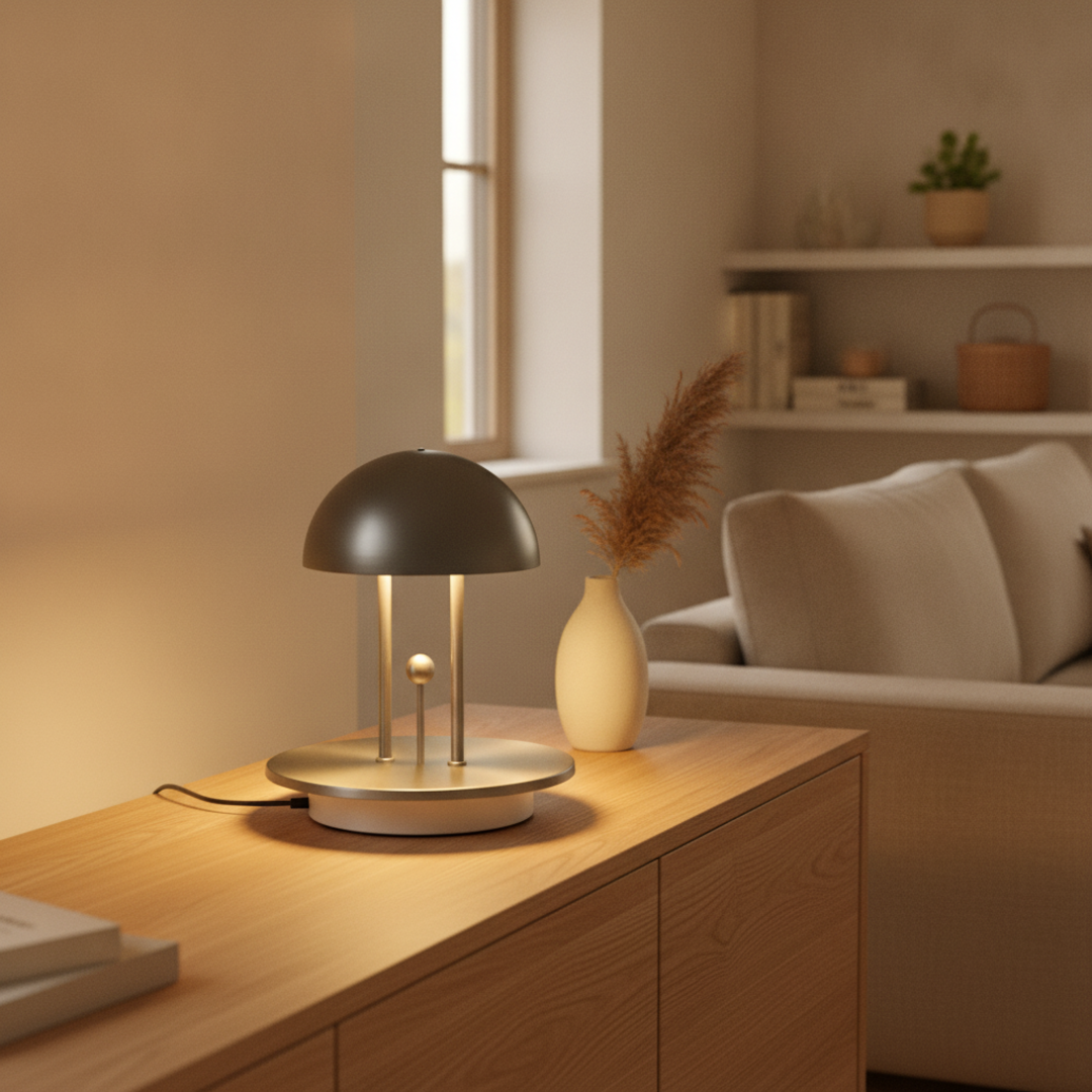 Keldvik — Harmonarc Table Lamp, Warm White Steel and ABS — Modern Home Interior, square 1