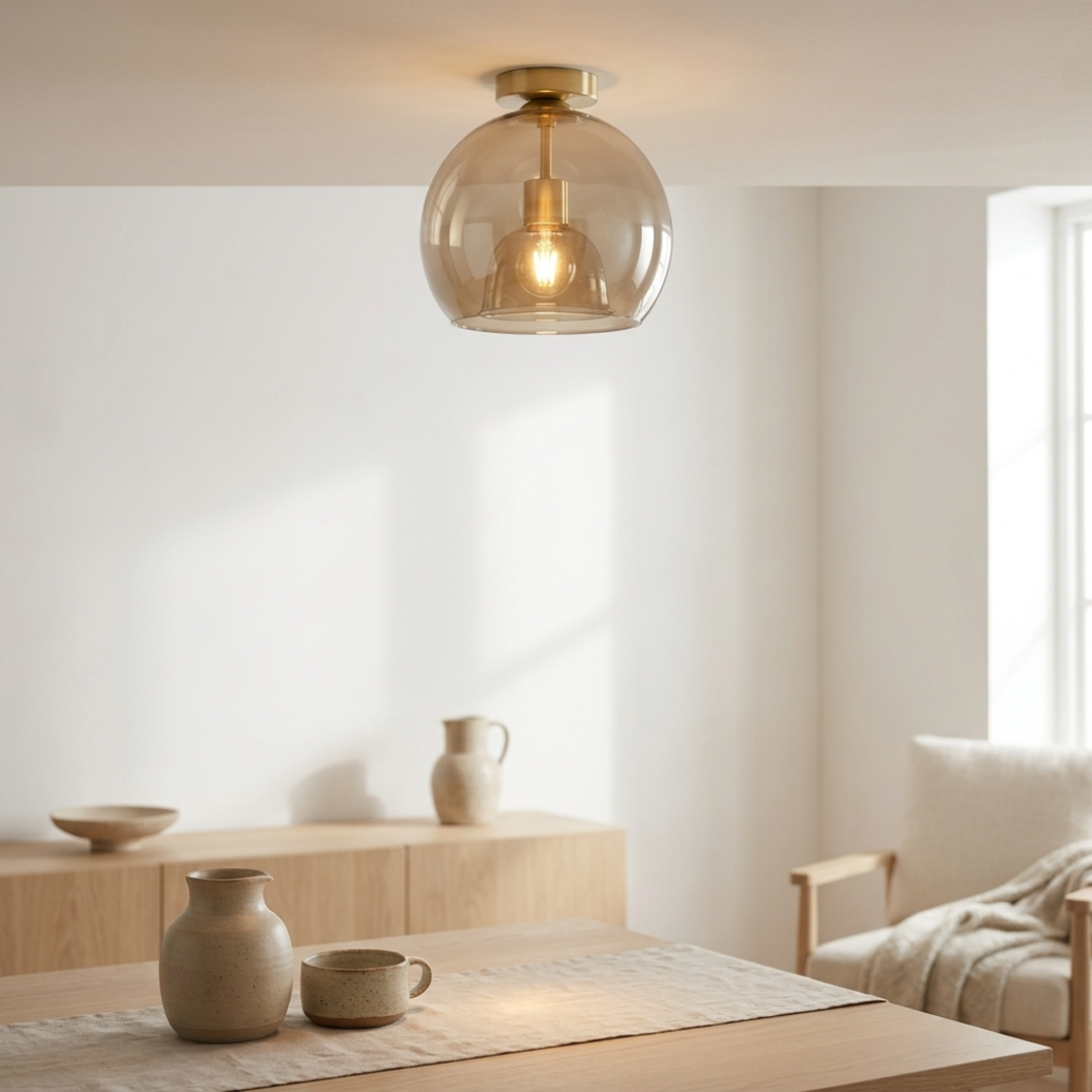 Keldvik — Glasthra Ceiling Light, Tinted Glass Shade — Scandinavian Minimal Interior, square 1