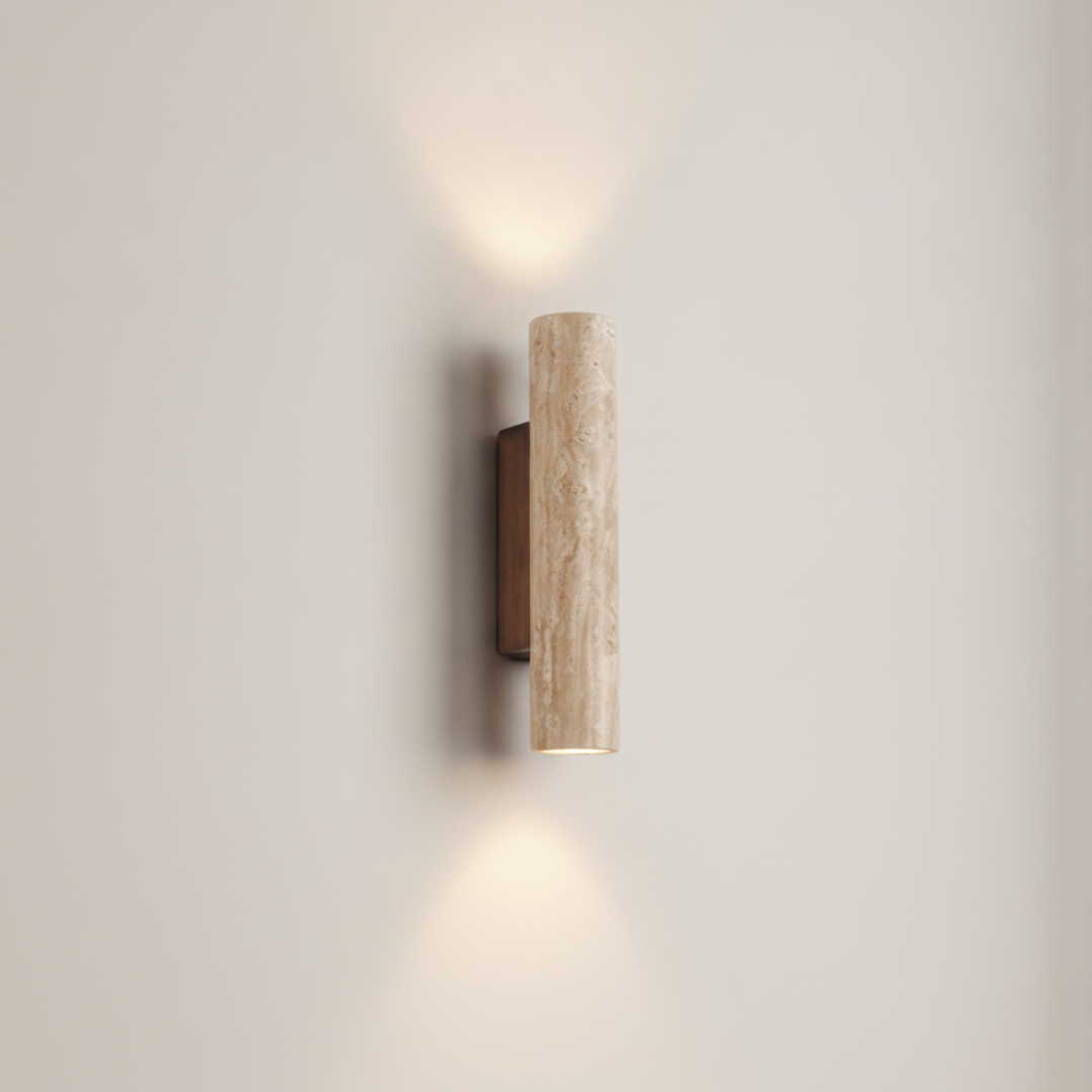 Keldvik — Wabi Wall Light, Hand-Carved Natural Travertine — Premium Catalog Look, square 1