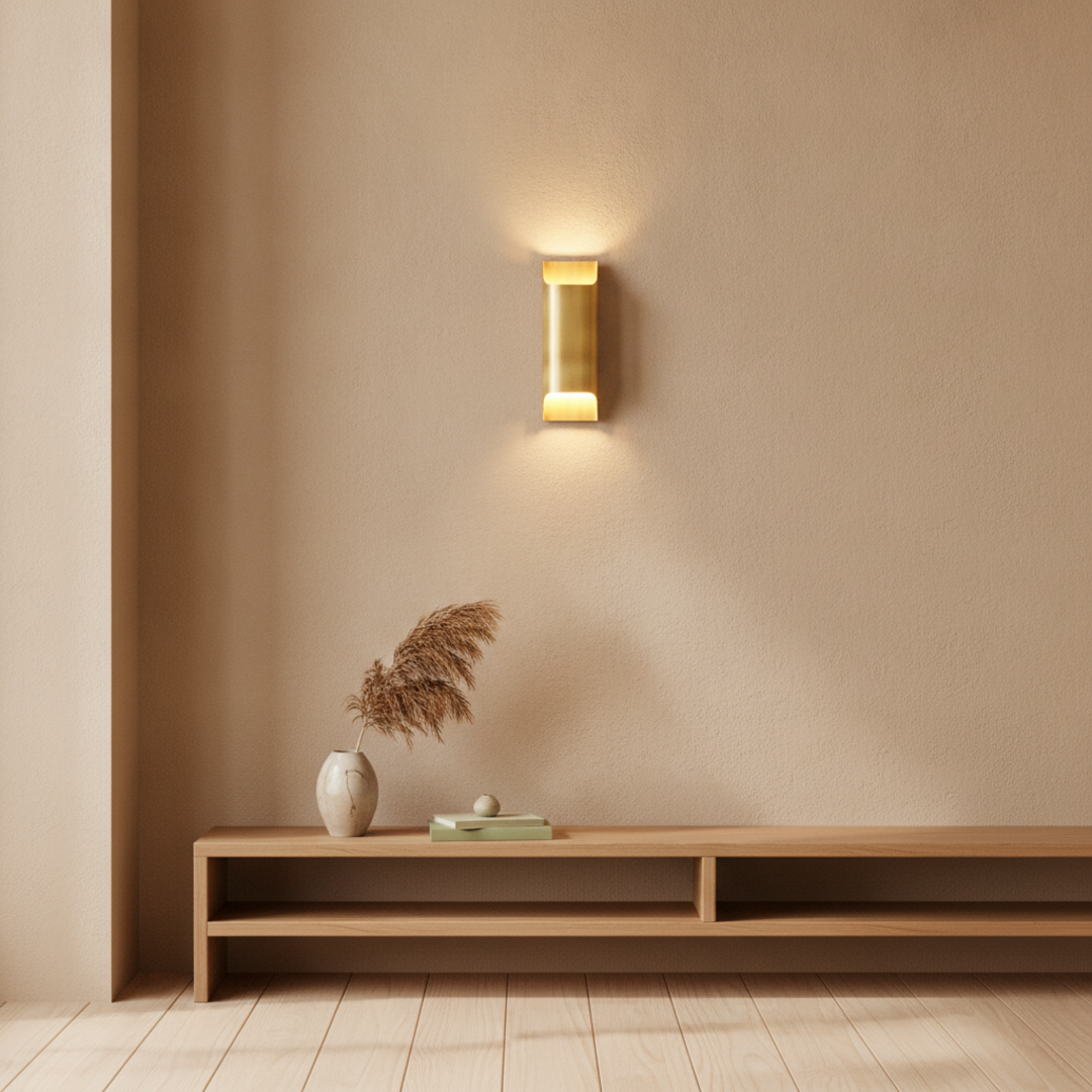 Keldvik — Glowdome Wall Lamp, Hand-Finished Solid Brass — Wall Sconce in Warm Hallway, square 2