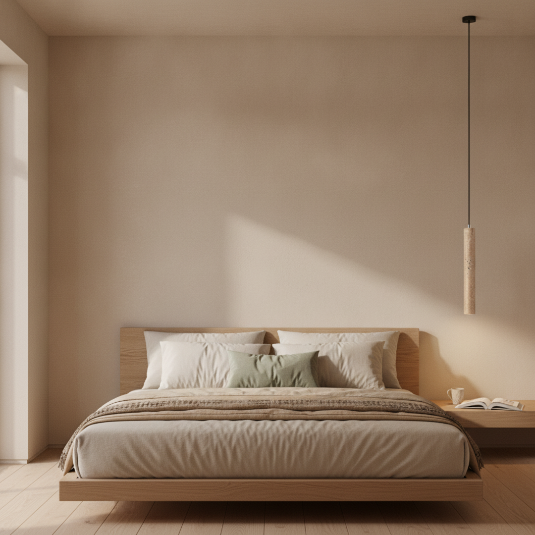 Keldvik — Sabi Pendant Light, Natural Travertine — Soft Neutral Bedroom, square 2