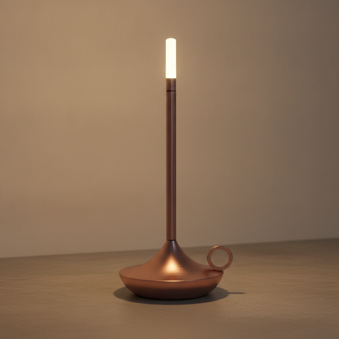 Keldvik — Svelte Table Lamp, Brushed Aluminium Finish — Concrete Surface, square 2