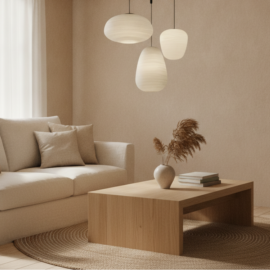 Keldvik — Opaline Pendant Light, Ribbed Frosted Glass — Nordic Japandi Living Room, square 4