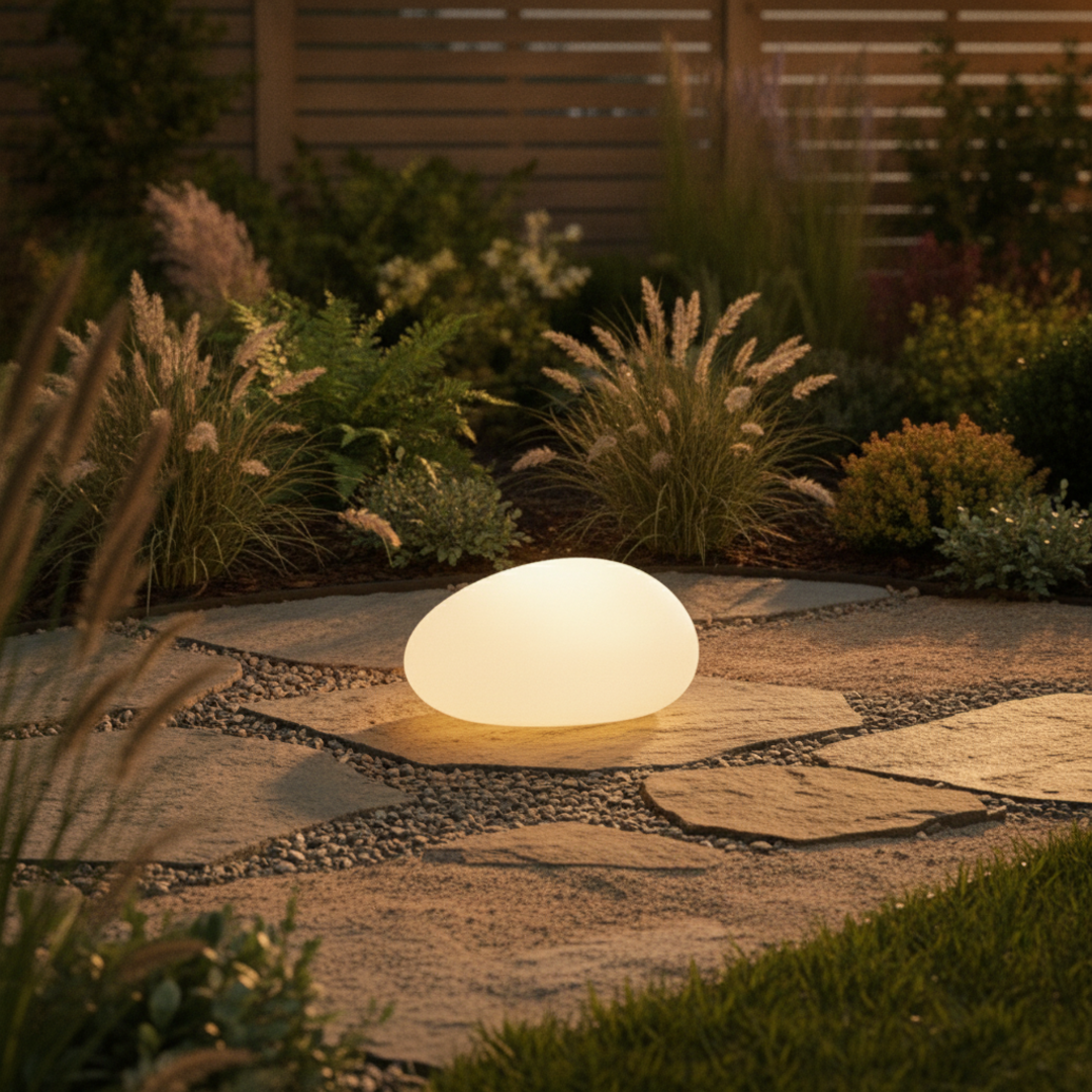 Keldvik — PebbleGlow Outdoor Light, Sandblasted Glass and ABS — Modern Garden with Solar Lights, square 4