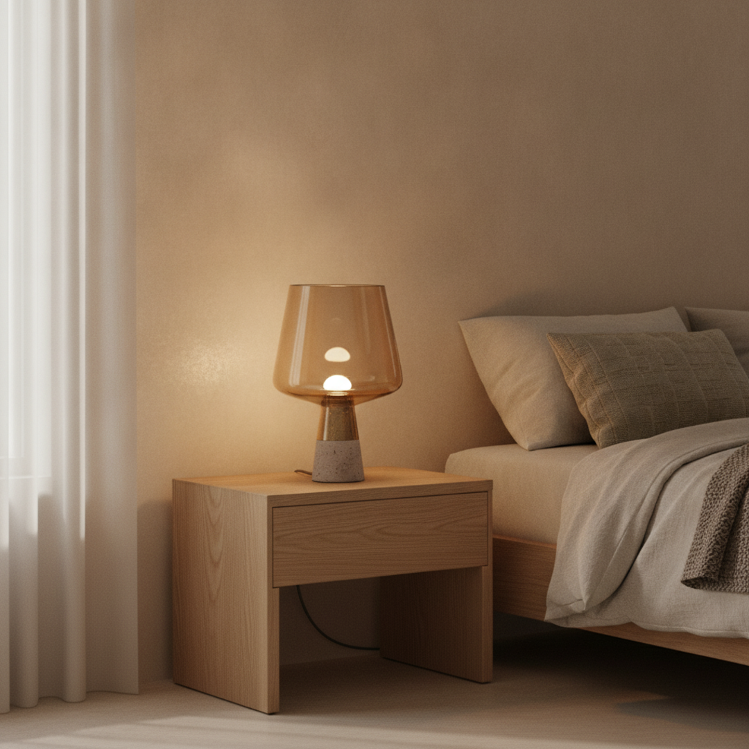 Keldvik — Hearthstone Table Lamp, Cement Base with Glass Shade — Luxury Interior, square 1