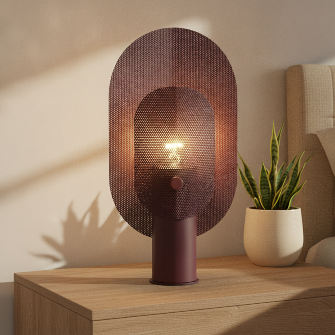 Keldvik — Gridhaven Table Lamp, Iron Mesh in Light Pink and Purple — Luxury Interior, square 2