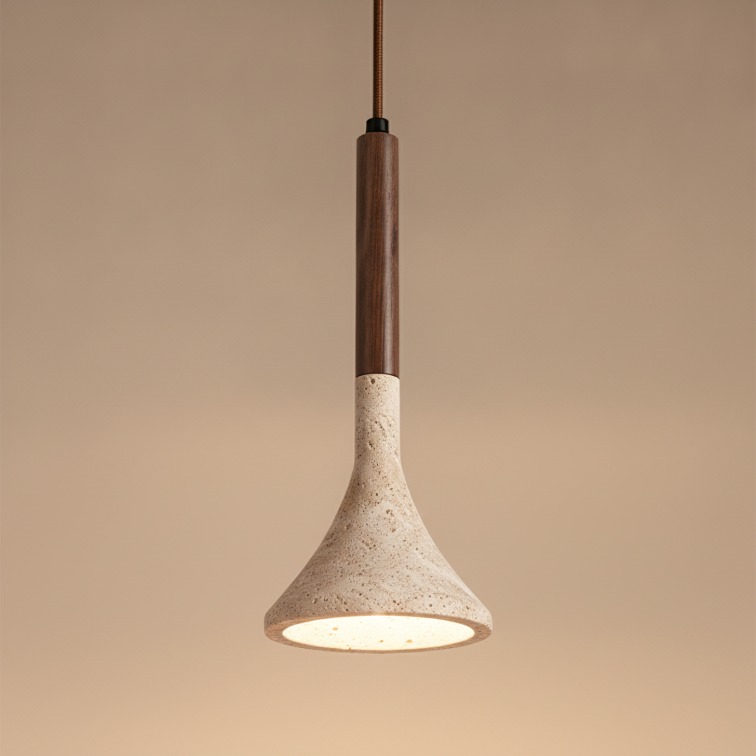 Keldvik — Woodnord Pendant Light, Natural Travertine and Wood — Premium Catalog Look, square 2