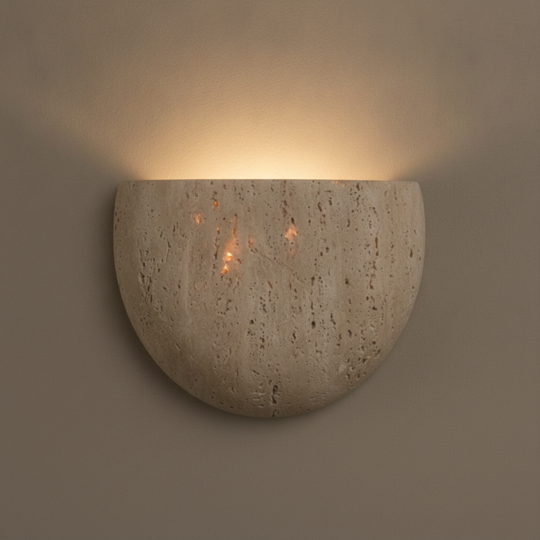 Keldvik — Stonearch Wall Lamp, Handcrafted Natural Travertine — Premium Catalog Look, square 1