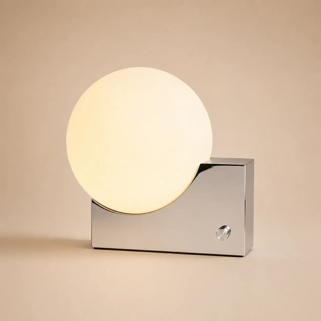 Frostveil Desk Lamp, Frosted Glass and Polished Stainless Steel