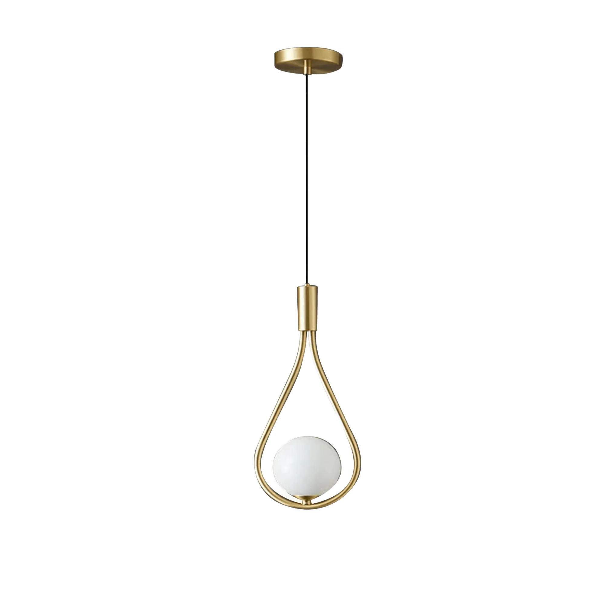Dropstone Pendant Light, Black Metal and Glass