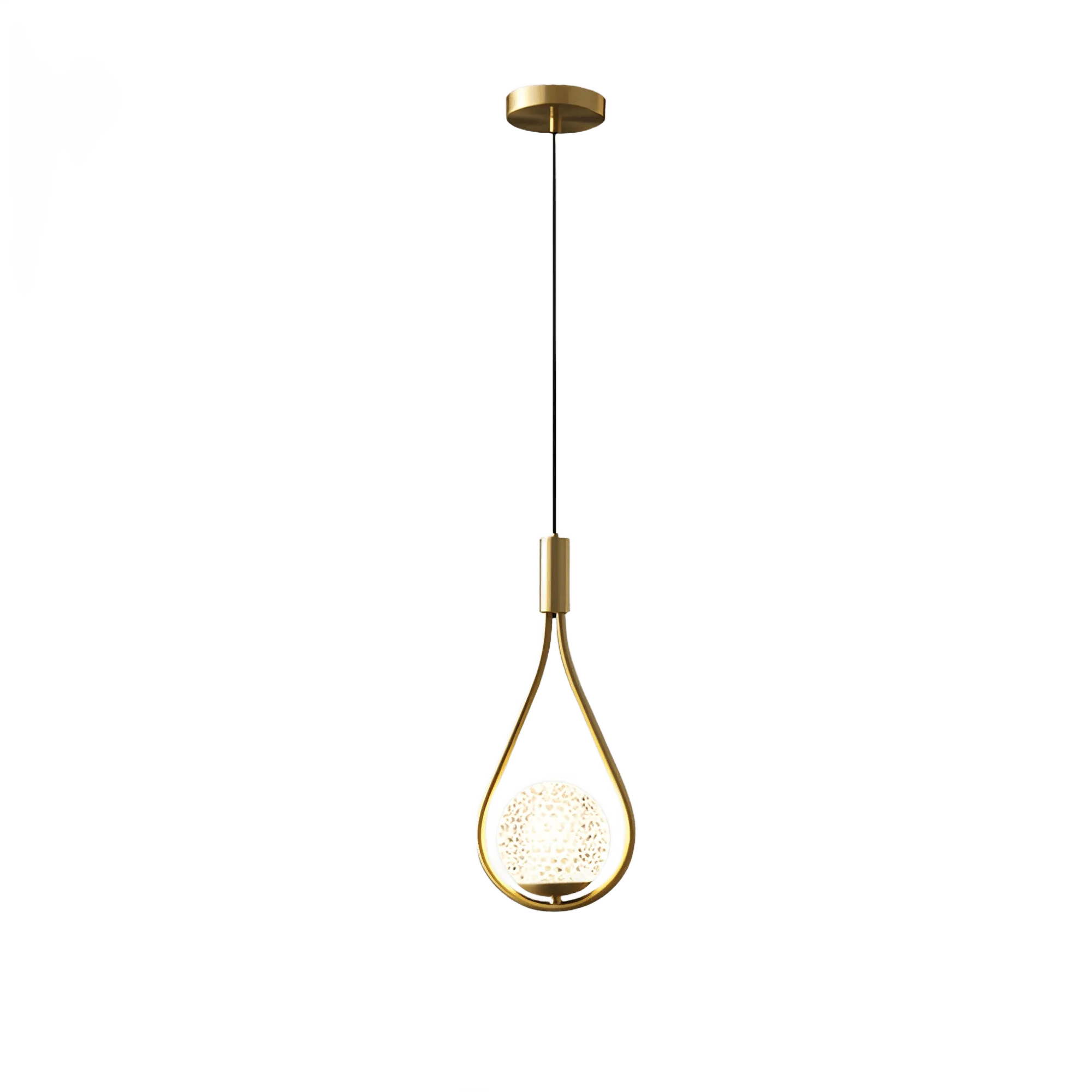 Dropstone Pendant Light, Black Metal and Glass