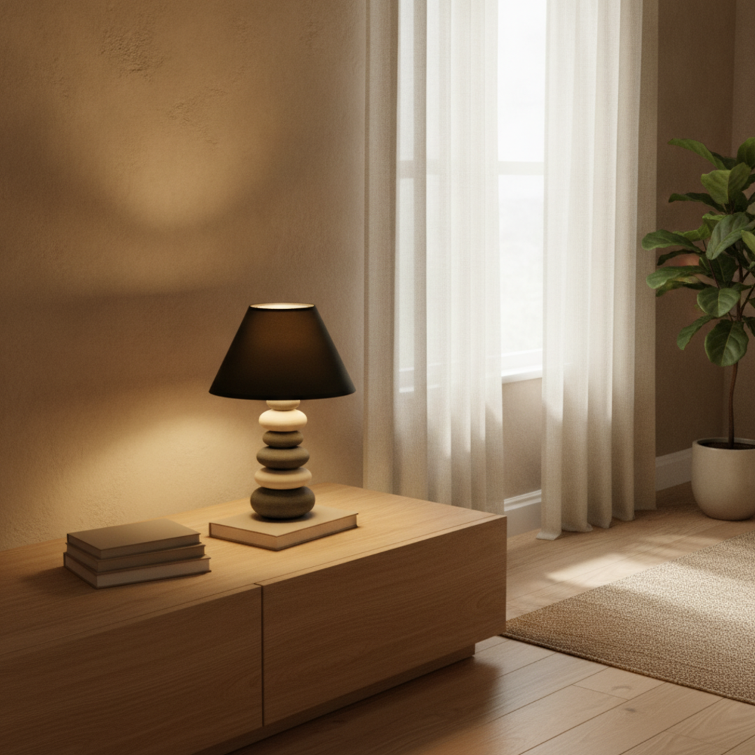 Keldvik — Stonehaven Table Lamp, Premium Ceramic with Fabric Shade — Nordic Japandi Living Room, square 1