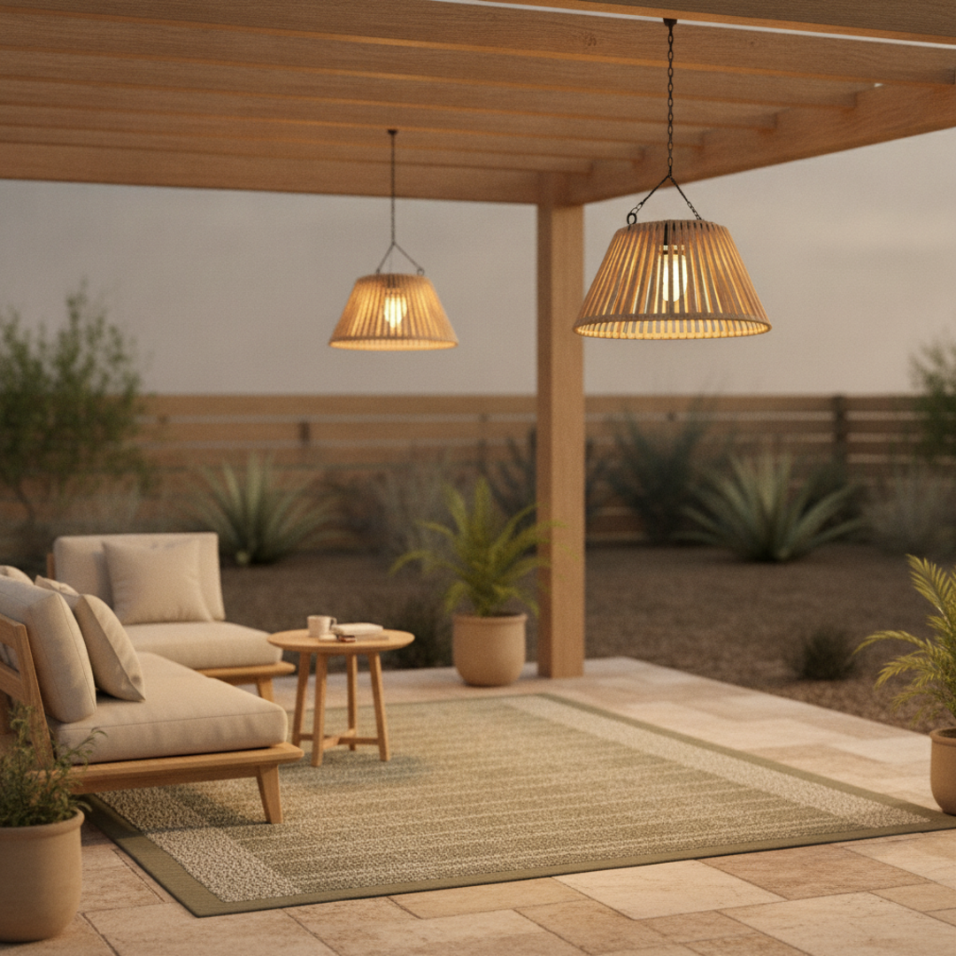 Keldvik — TwilightLantern Outdoor Lamp, Faux Rattan with Iron Frame — Outdoor Patio, square 3