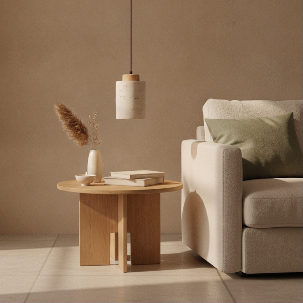 Keldvik — Kveld Pendant Lamp, Natural Travertine — Warm Beige Interior, square 1