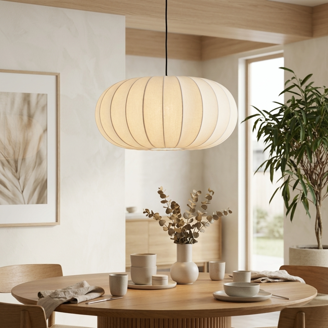 Keldvik — Silkhaven Pendant Light, Handcrafted Silk Shade — Modern Home Interior, square 1