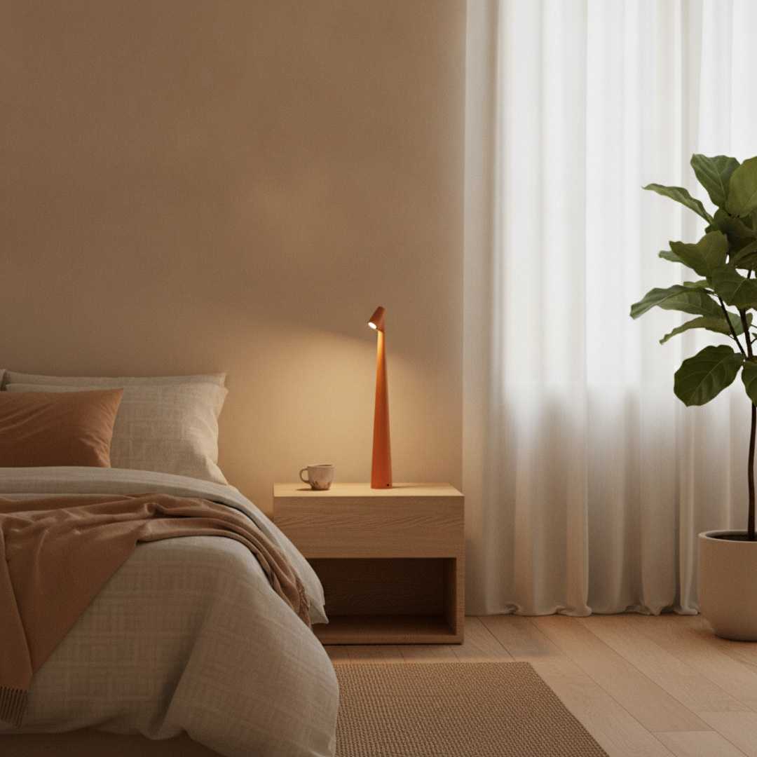 Keldvik — Duskspire Table Lamp, Matte Aluminium with Polycarbonate Diffuser — Nordic Japandi Living Room, square 1
