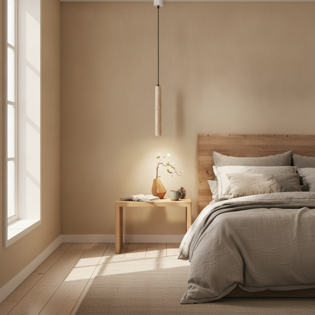 Keldvik — Sabi Pendant Light, Natural Travertine — Soft Neutral Bedroom, square 3