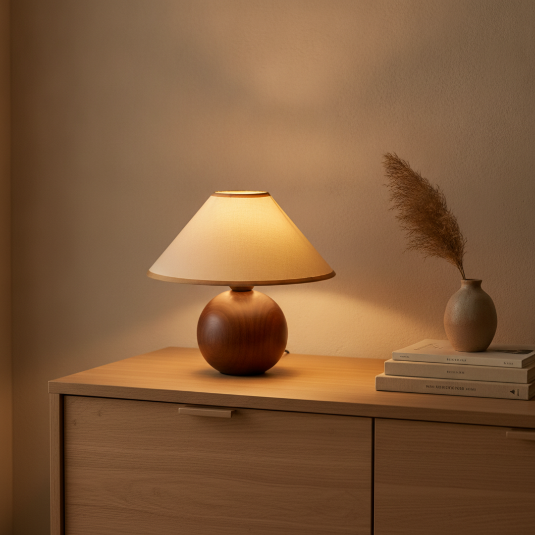 Keldvik — Timberglow Table Lamp, Rich Walnut Finished Wood — Luxury Interior, square 1