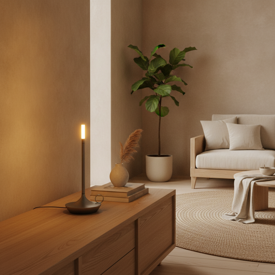 Keldvik — Svelte Table Lamp, Brushed Aluminium Finish — Nordic Japandi Living Room, square 2