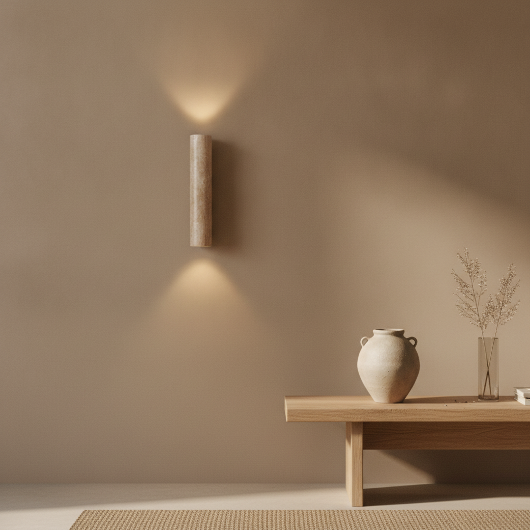 Keldvik — Wabi Wall Light, Hand-Carved Natural Travertine — Luxury Interior, square 3
