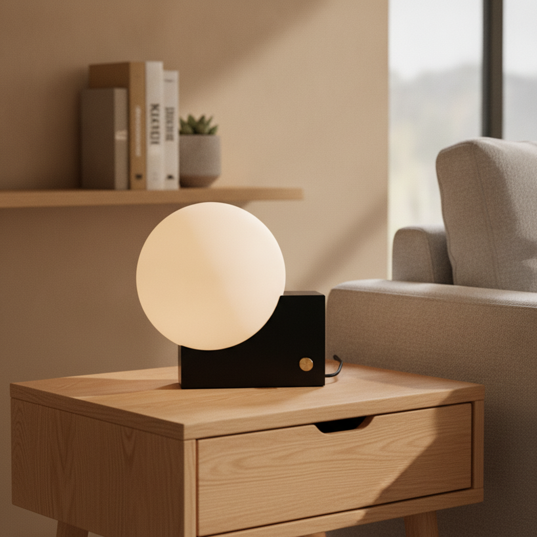 Keldvik — Frostveil Desk Lamp, Frosted Glass and Polished Stainless Steel — Modern Home Interior, square 1