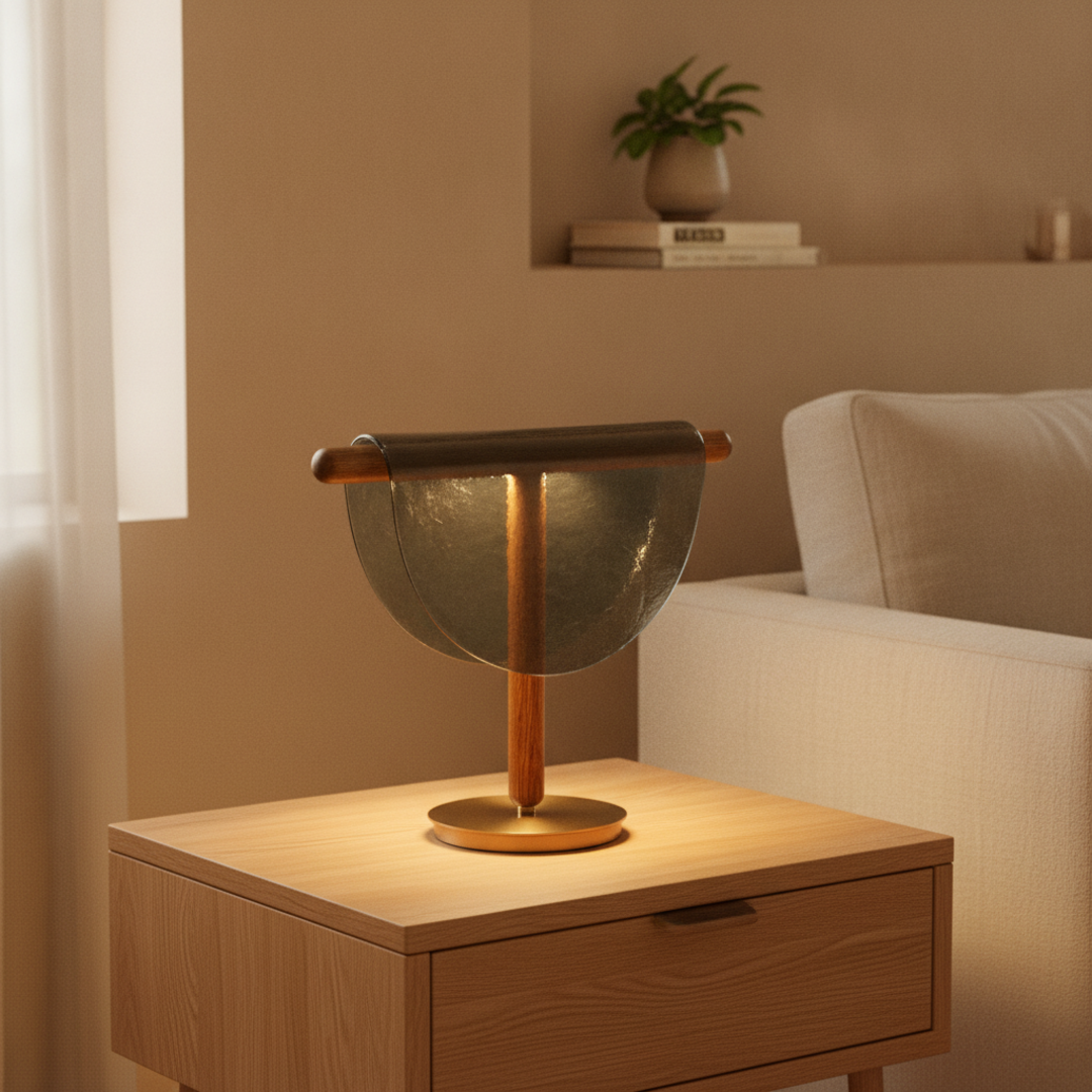 Keldvik — Havenlight Table Lamp, Amber Glass Shade on Iron Base — Modern Home Interior, square 1