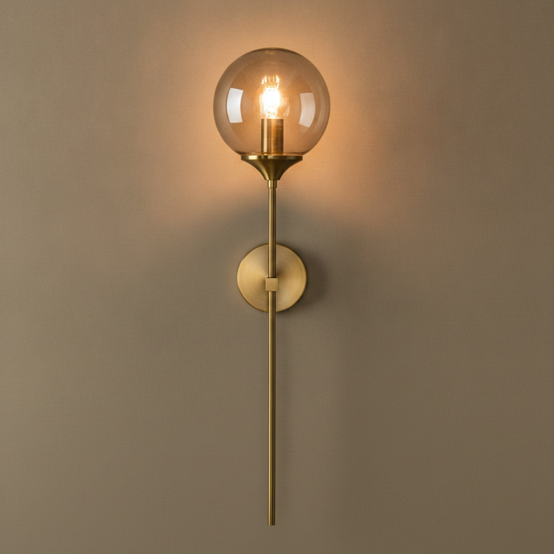 Keldvik — Globeveil Wall Lamp, Clear Glass with Iron Frame — Premium Catalog Look, square 1