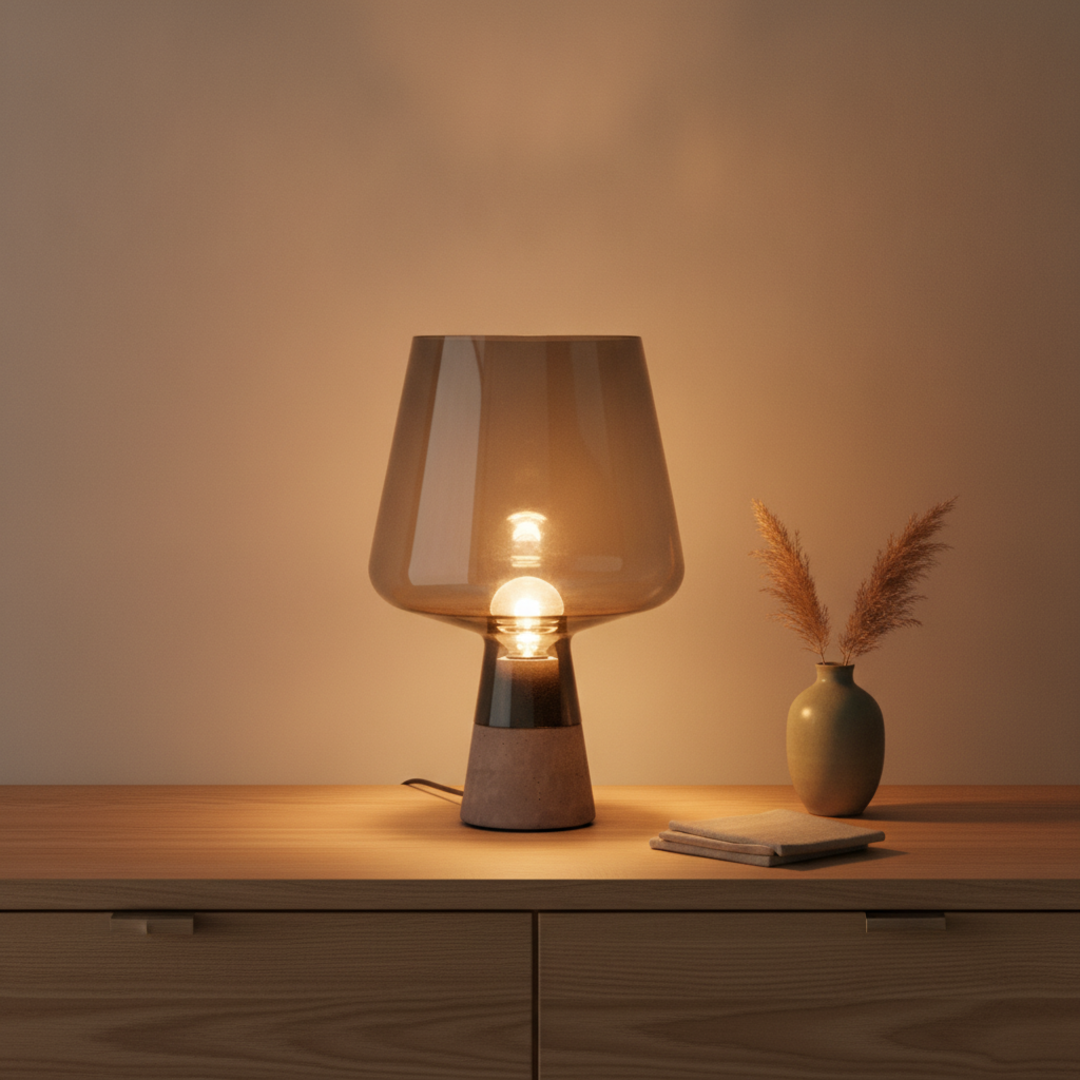 Keldvik — Hearthstone Table Lamp, Cement Base with Glass Shade — Premium Catalog Look, square 1