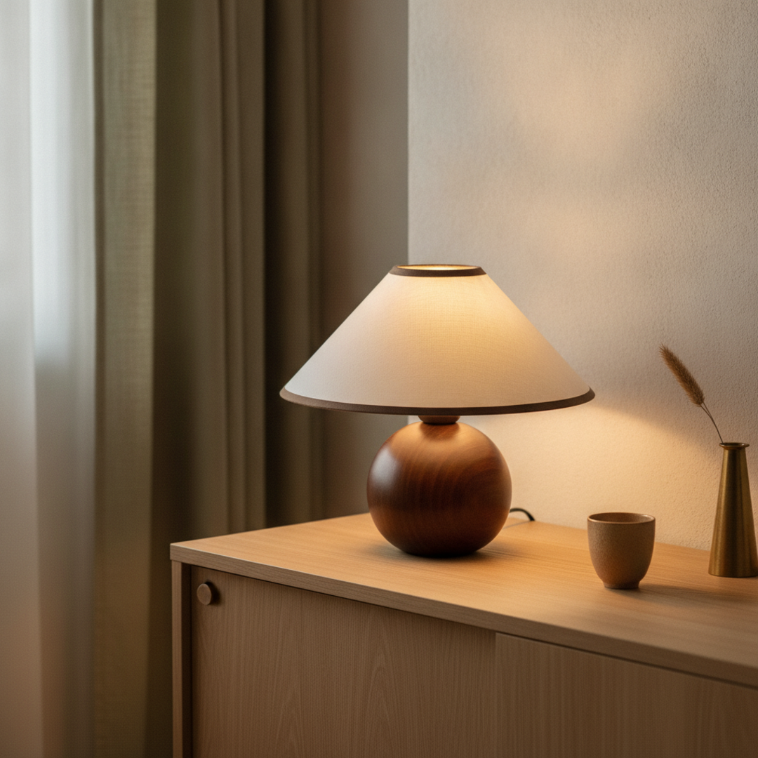 Keldvik — Timberglow Table Lamp, Rich Walnut Finished Wood — Luxury Interior, square 2