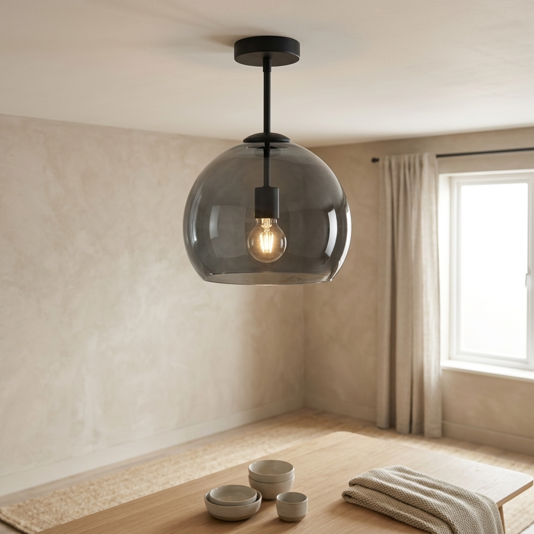 Keldvik — Glasthra Ceiling Light, Tinted Glass Shade — Modern Home Interior, square 1