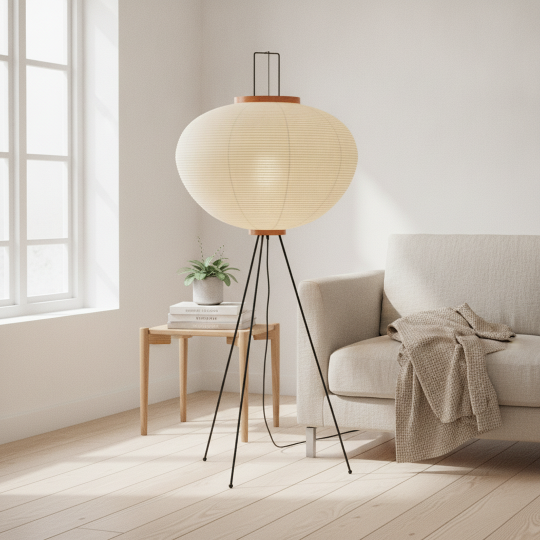 Keldvik — Duskbloom Floor Lamp, Mulberry Paper Shade on Metal Frame — Scandinavian Minimal Interior, square 2