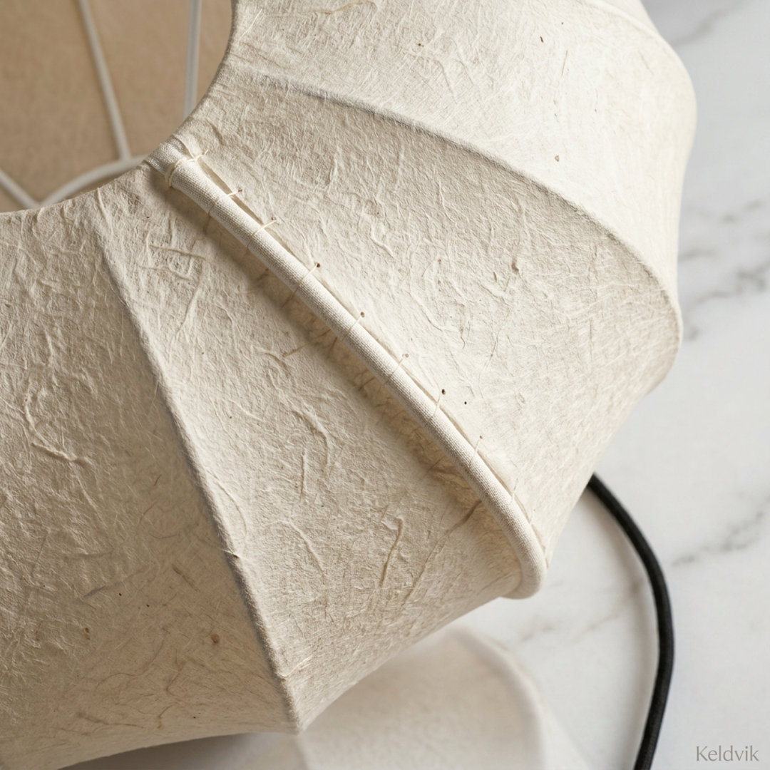 Keldvik — Silkhaven Pendant Light, Handcrafted Silk Shade — Marble Surface, square 1