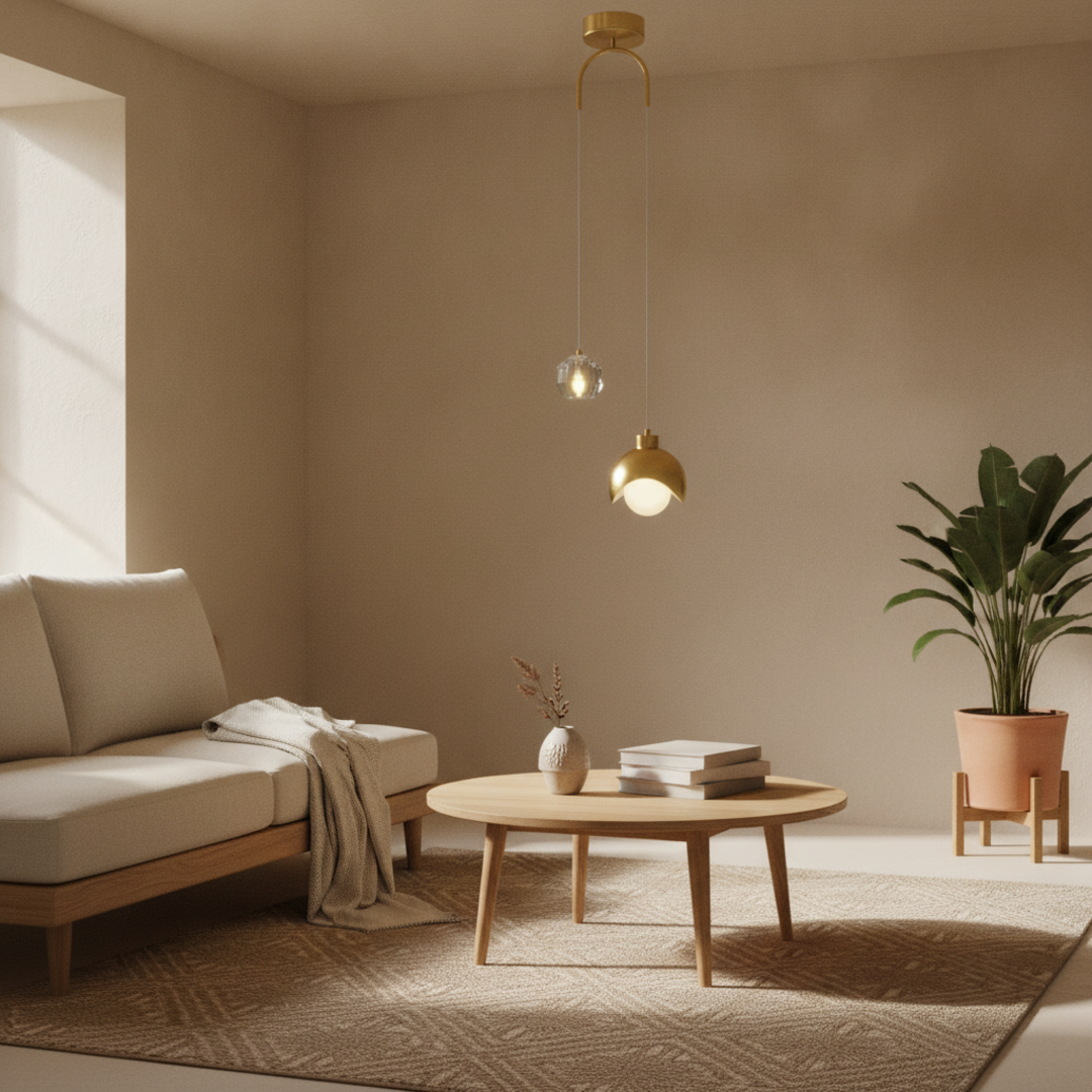 Keldvik — Lumen Pendant Light, Warm White Glass — Nordic Japandi Living Room, square 2