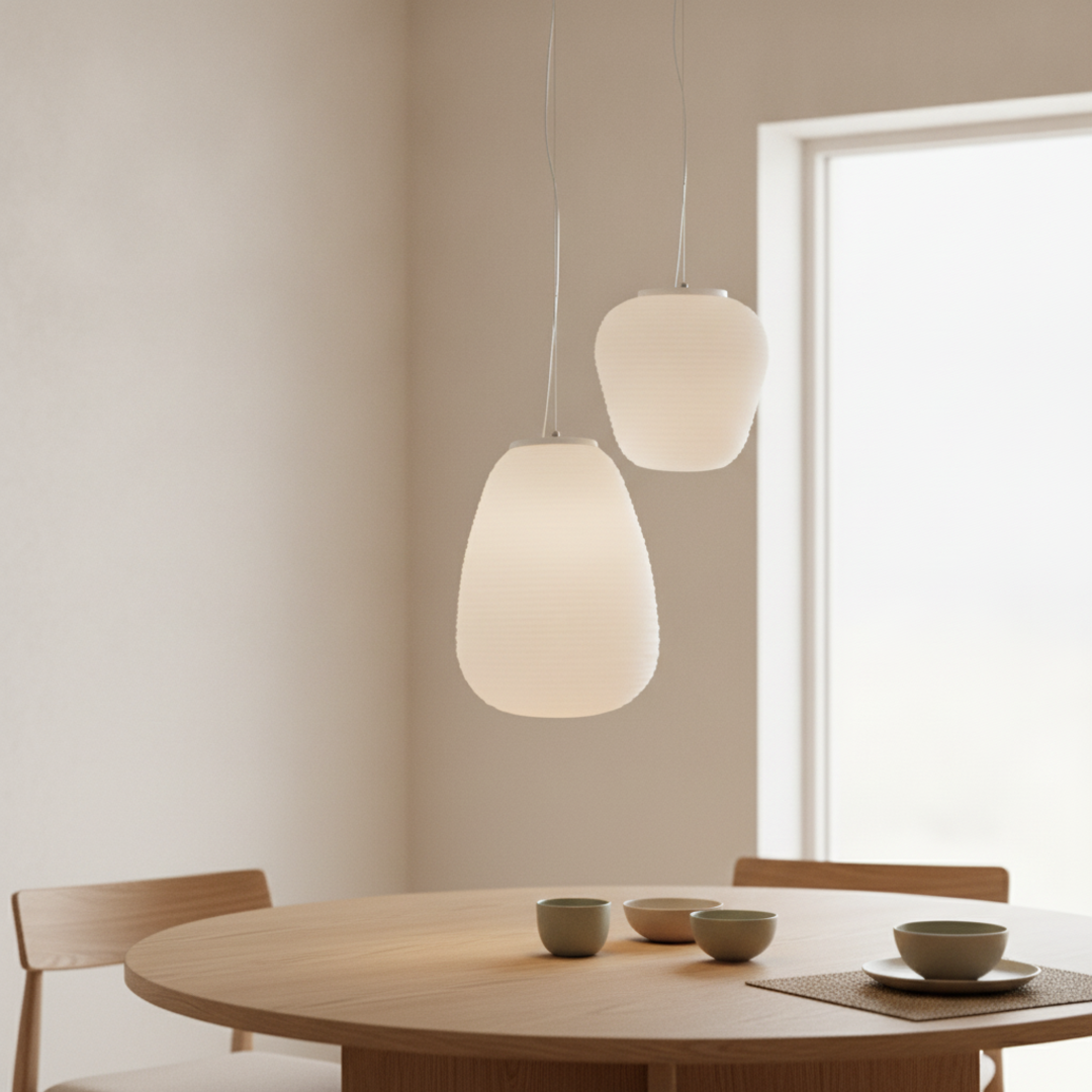 Keldvik — Opaline Pendant Light, Ribbed Frosted Glass — Modern Home Interior, square 2