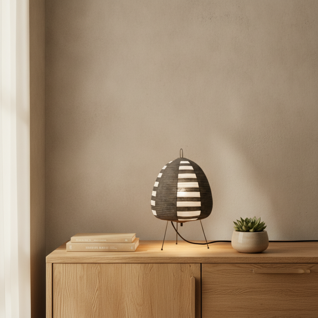 Keldvik — Serenitea Table Lamp, Handcrafted Rice Paper Shade — Concrete Surface, square 1