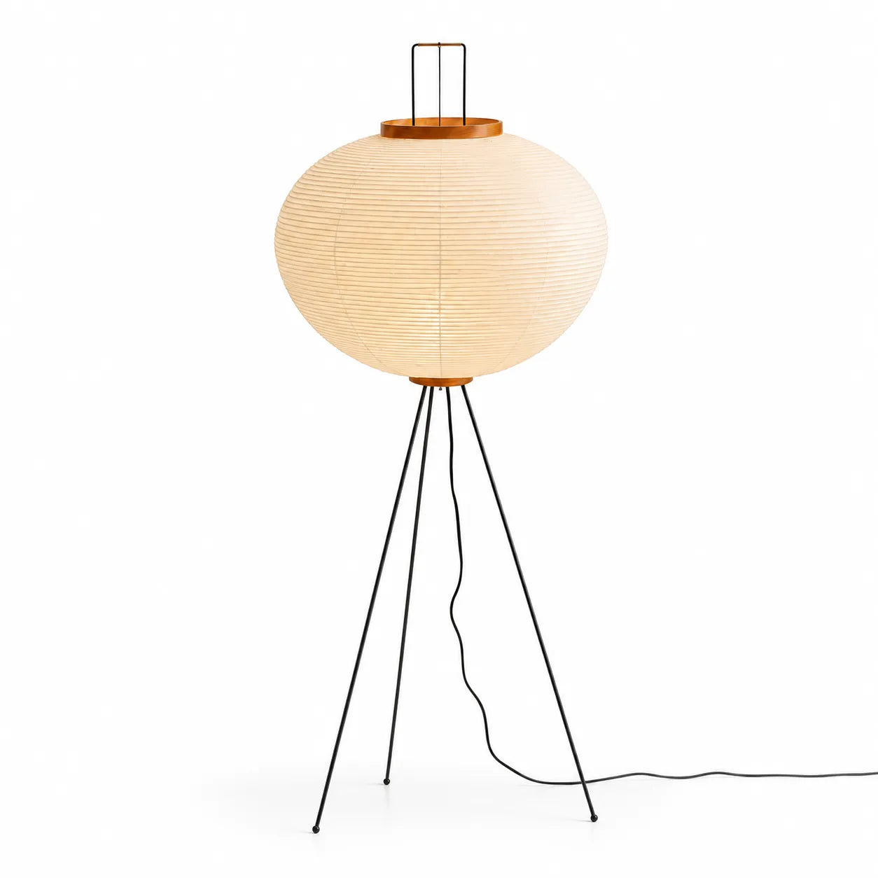 Duskbloom Floor Lamp, Mulberry Paper Shade on Metal Frame