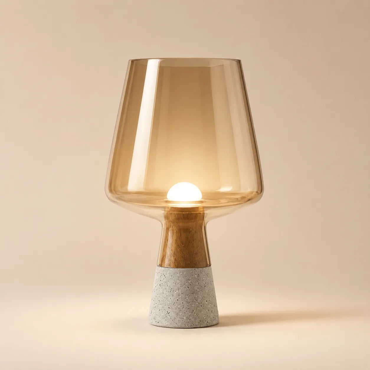 Hearthstone Table Lamp, Cement Base with Glass Shade