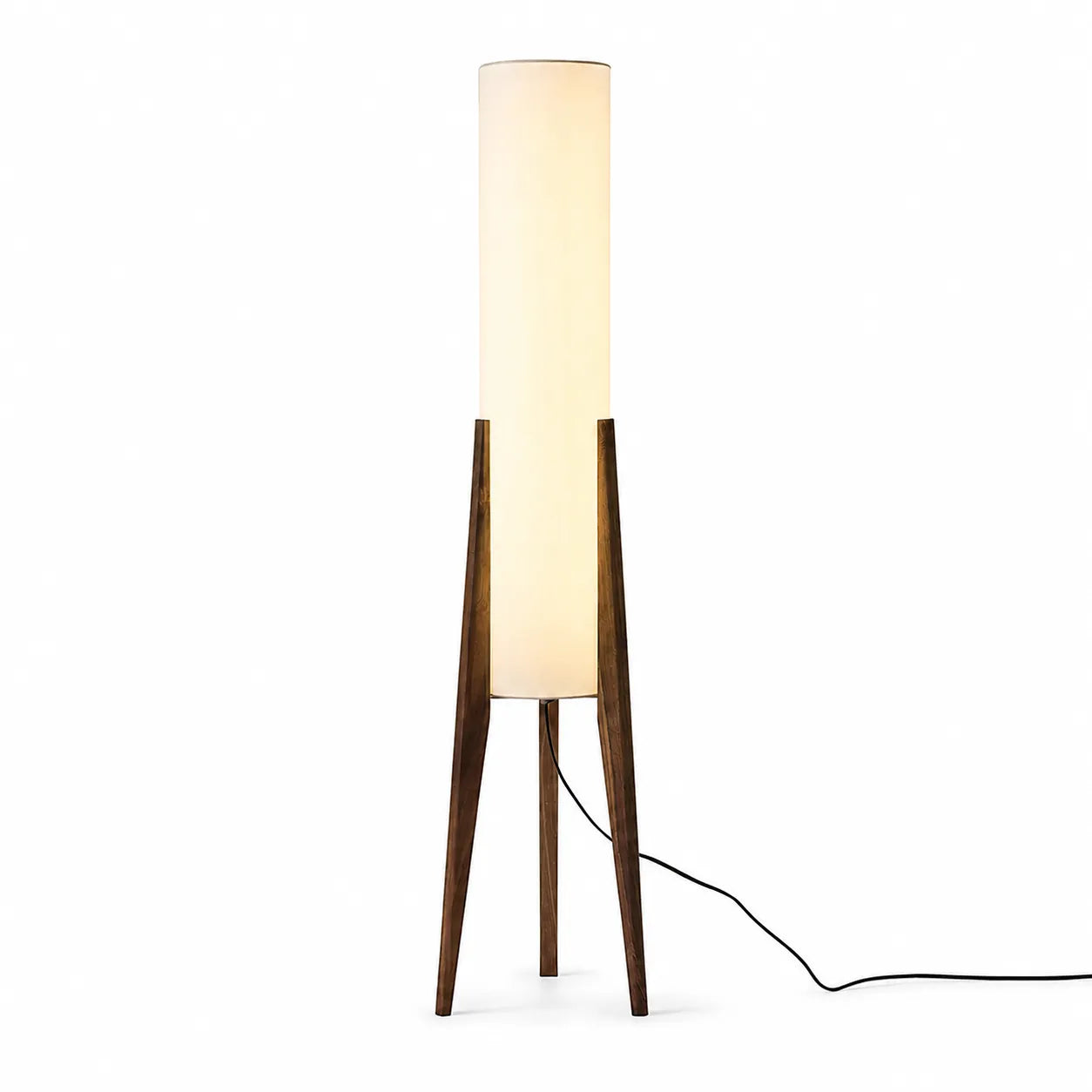 Hearthwood Floor Lamp, Walnut Wood with Fabric Shade
