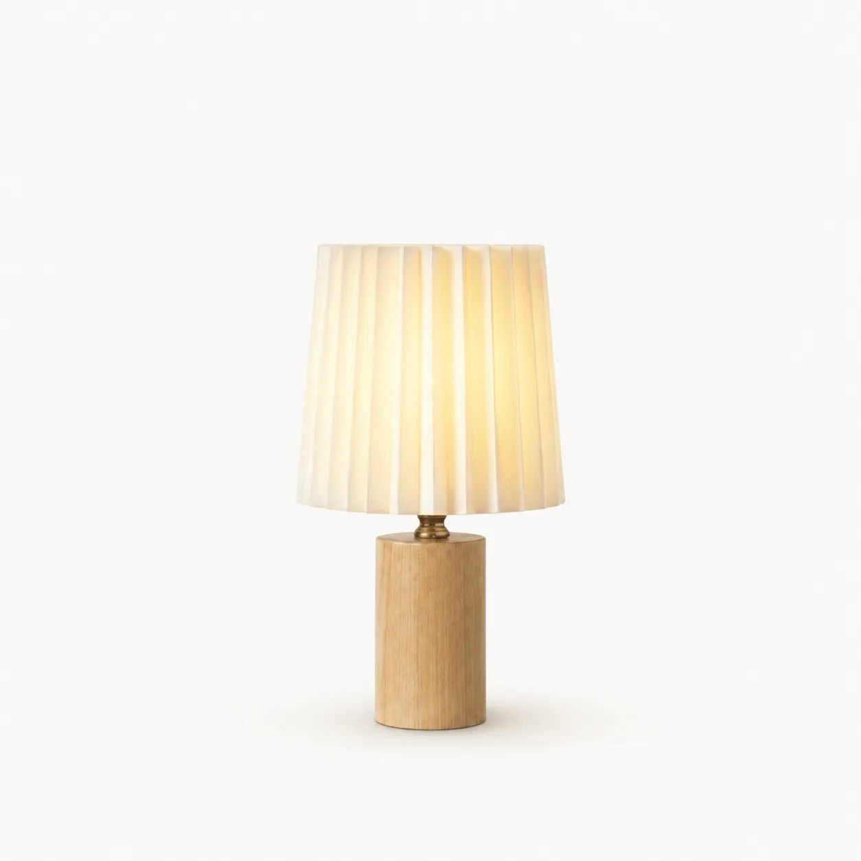 Mistdome Table Lamp, Solid Wood with Cream Linen Shade