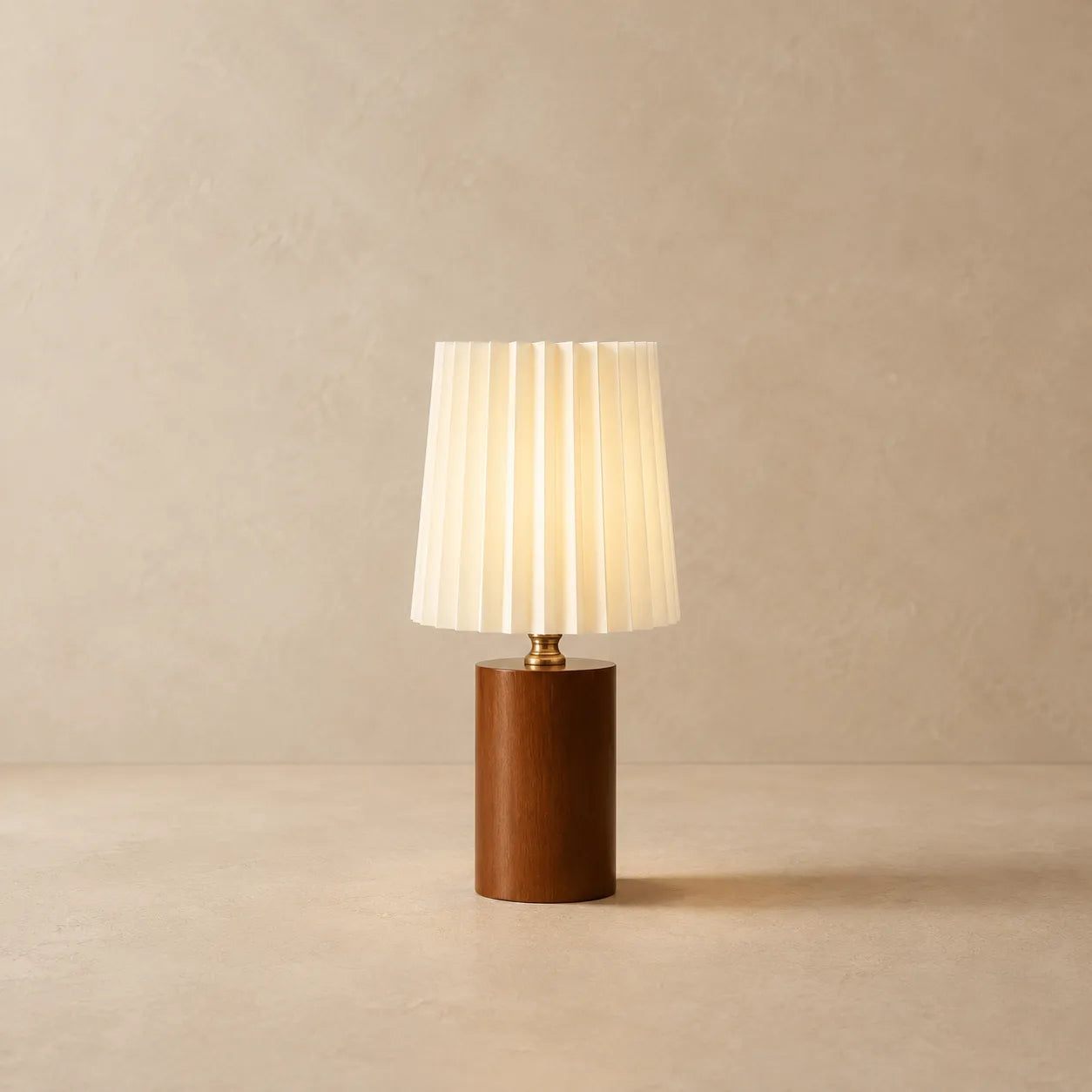 Mistdome Table Lamp, Solid Wood with Cream Linen Shade